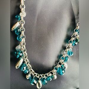 Chic Silver and Teal Necklace & Bracelet Set